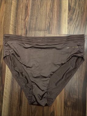 Ashley Graham Chocolate Brown High-Rise Bikini Bottom with Triple Band Waist